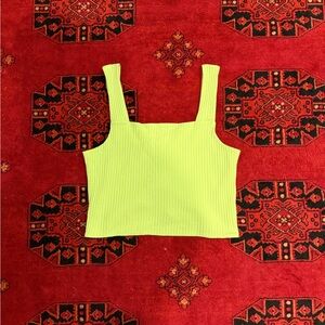 American Eagle Outfitters Yellow Ribbed Crop Tank Top